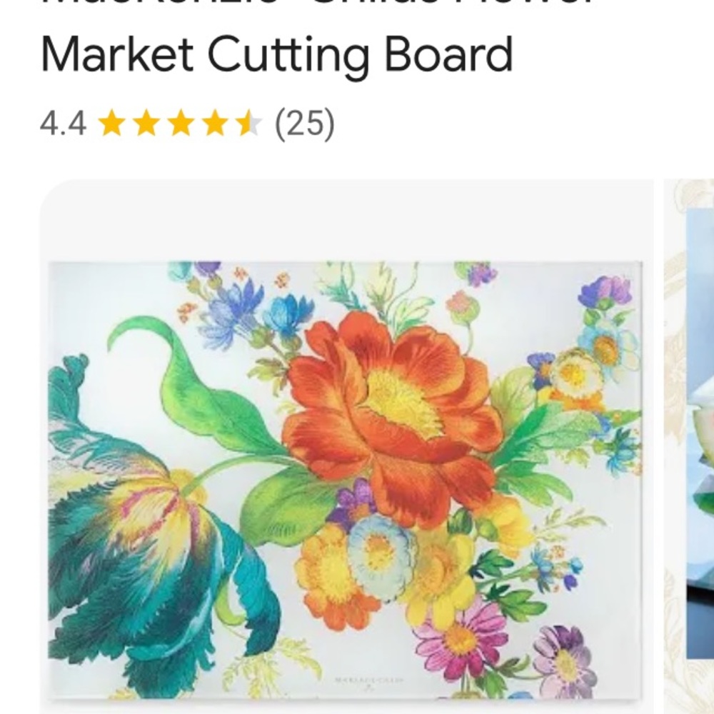 MacKenzie-Childs 15.5 hand decorated tempered glass cutting board